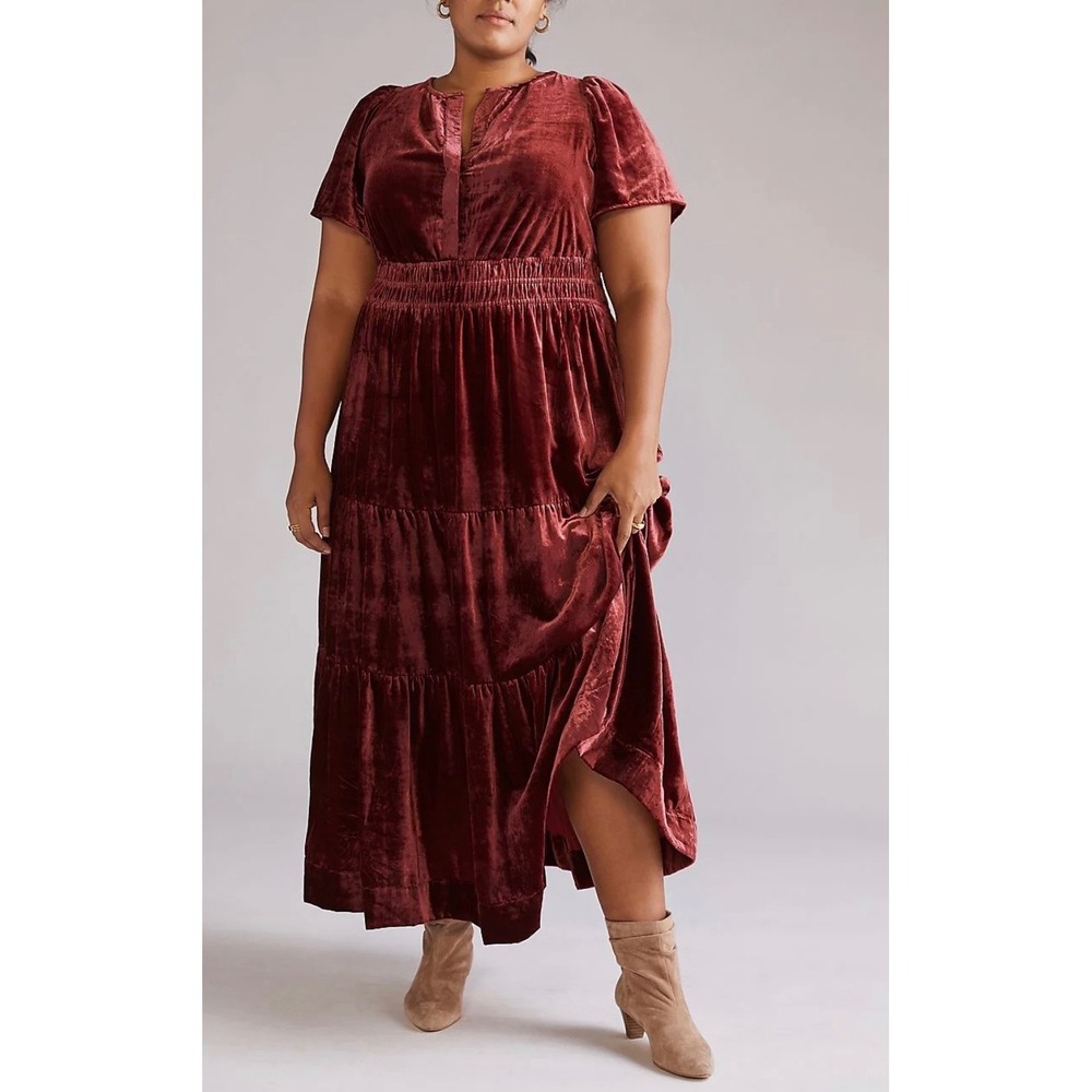 Anthropologie Somerset Maxi Dress Velvet Edition Womens Plus 1X Holiday Party